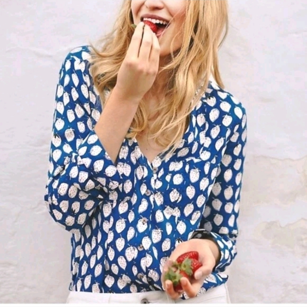 Maeve by Anthropologie Rochelle Printed Button Down Sz 4 - Picture 2 of 14